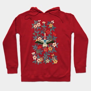 Crane and Flowers by Japanese Hoodie